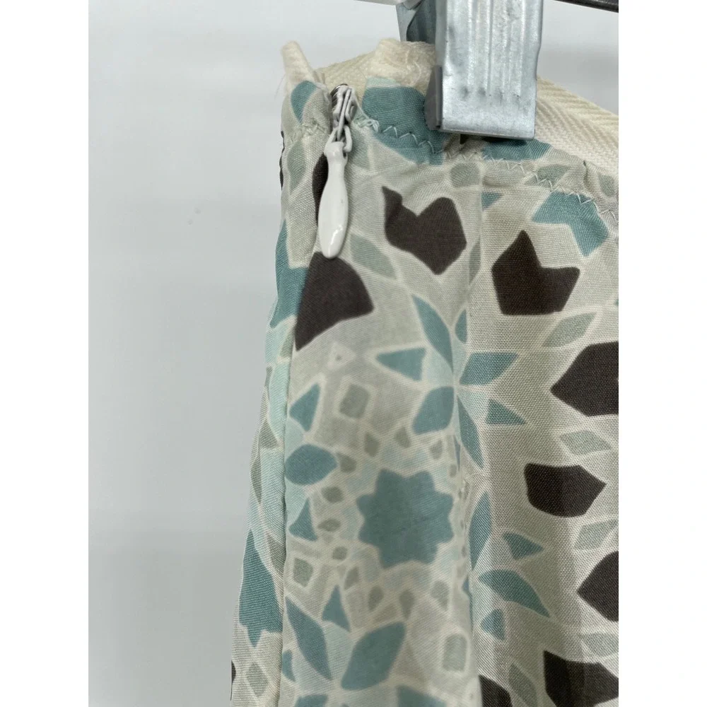 Banana Republic 100%‎ Silk Skirt Womens 0 Blue Teal Mosaic Luxury Coastal Artsy